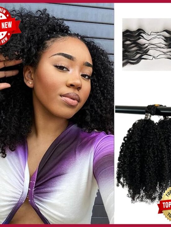 18 Inch Human Hair Extensions Afro Kinky Curly Knotless Crochet Braiding main image 6